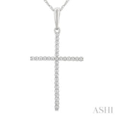 1/10 Ctw Cross Round Cut Diamond Fashion Pendant With Chain in 10K Yellow Gold